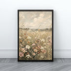 Wildflower Meadow Wall Art | Pastel Botanical Landscape Print