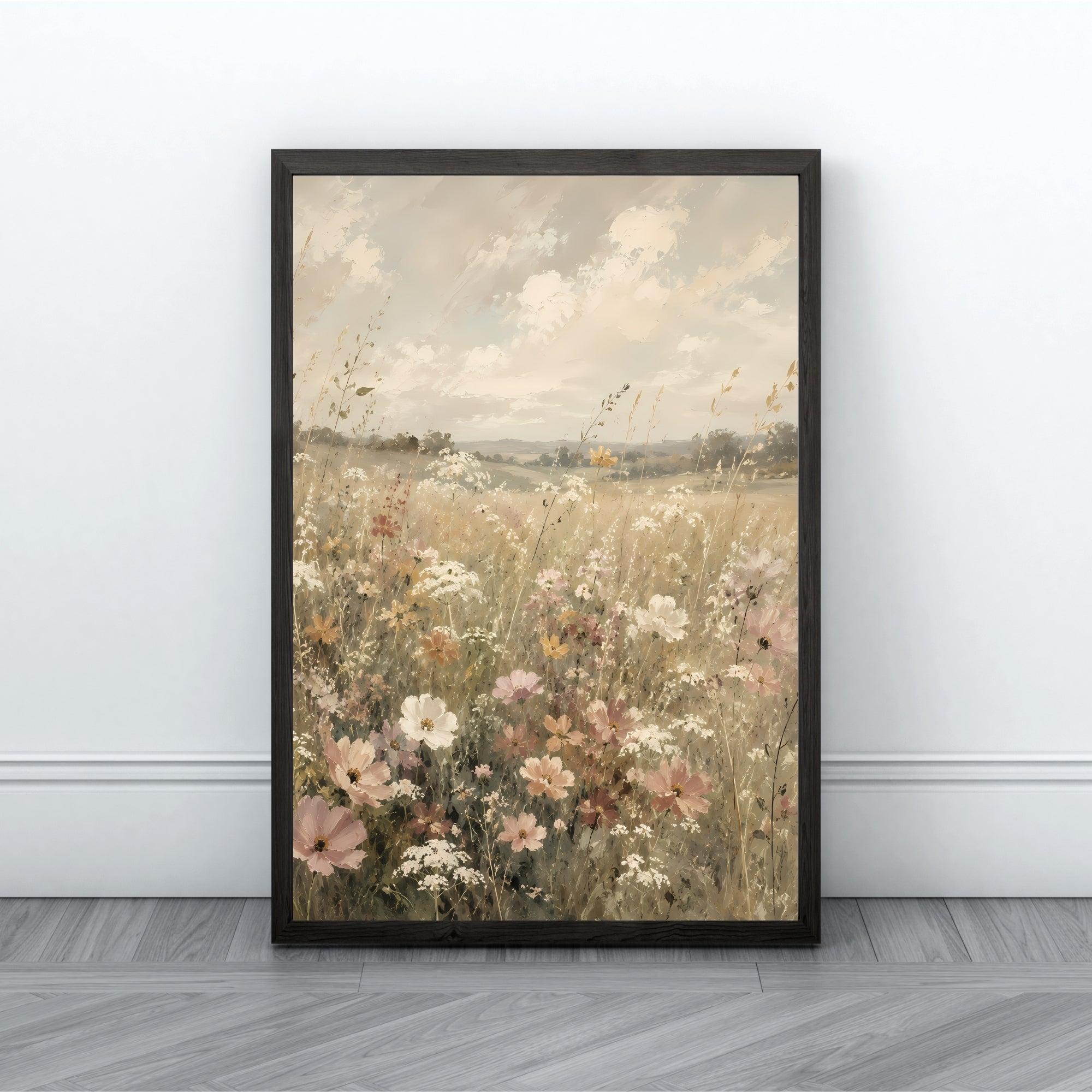 Wildflower Meadow Wall Art | Pastel Botanical Landscape Print