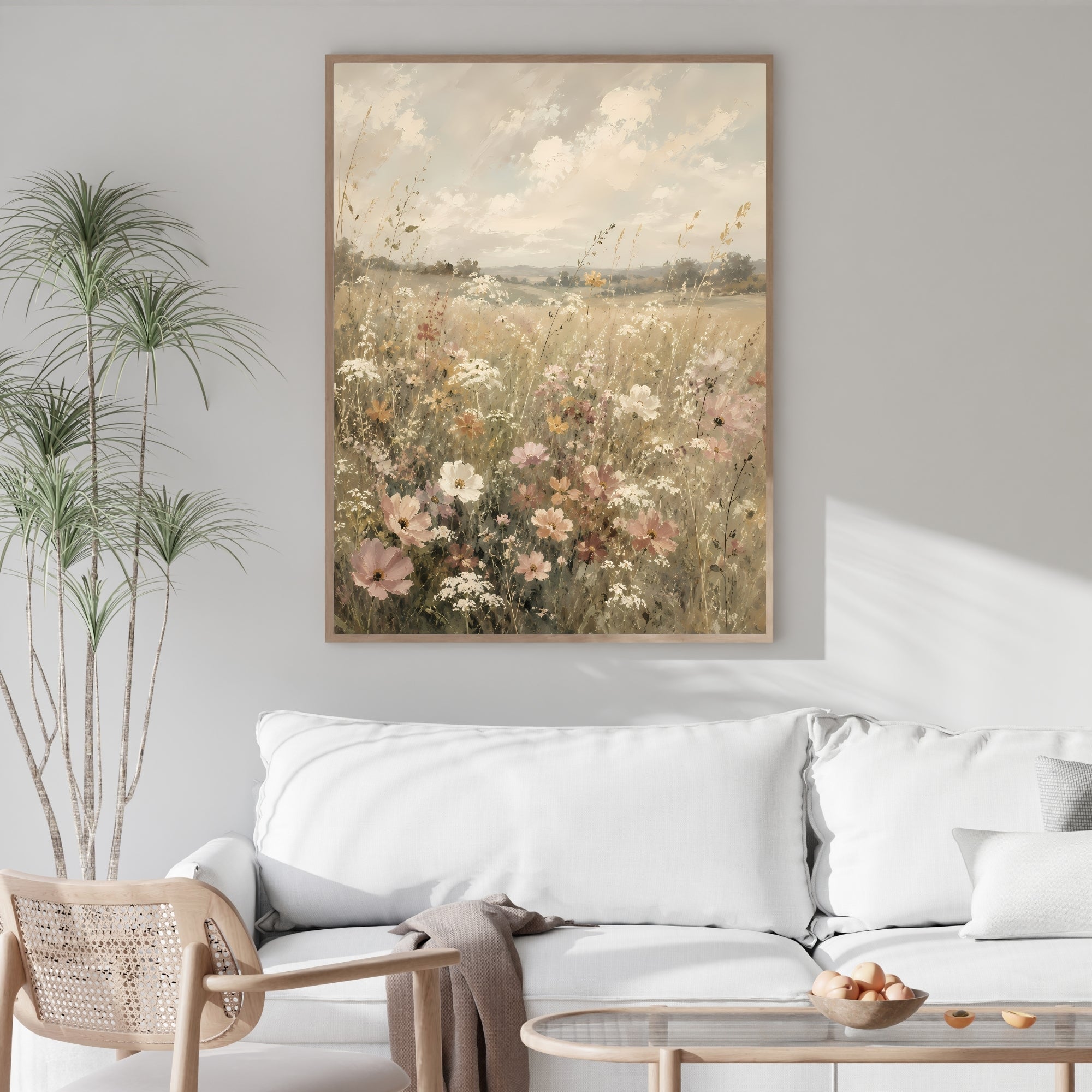 Wildflower Meadow Wall Art | Pastel Botanical Landscape Print