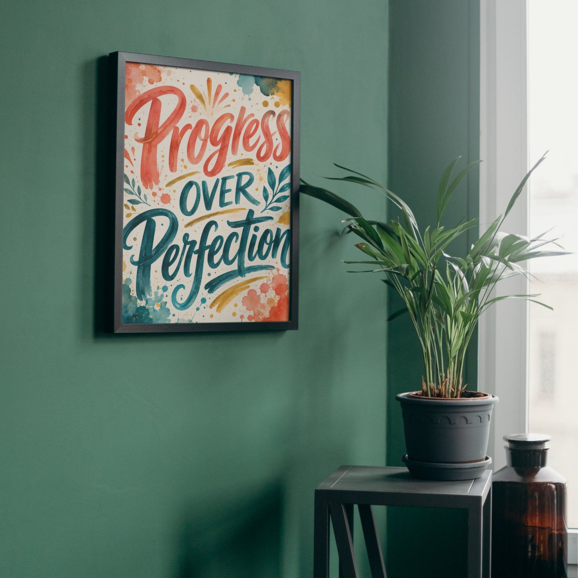 Progress Over Perfection Wall Art | Inspirational Quote Print