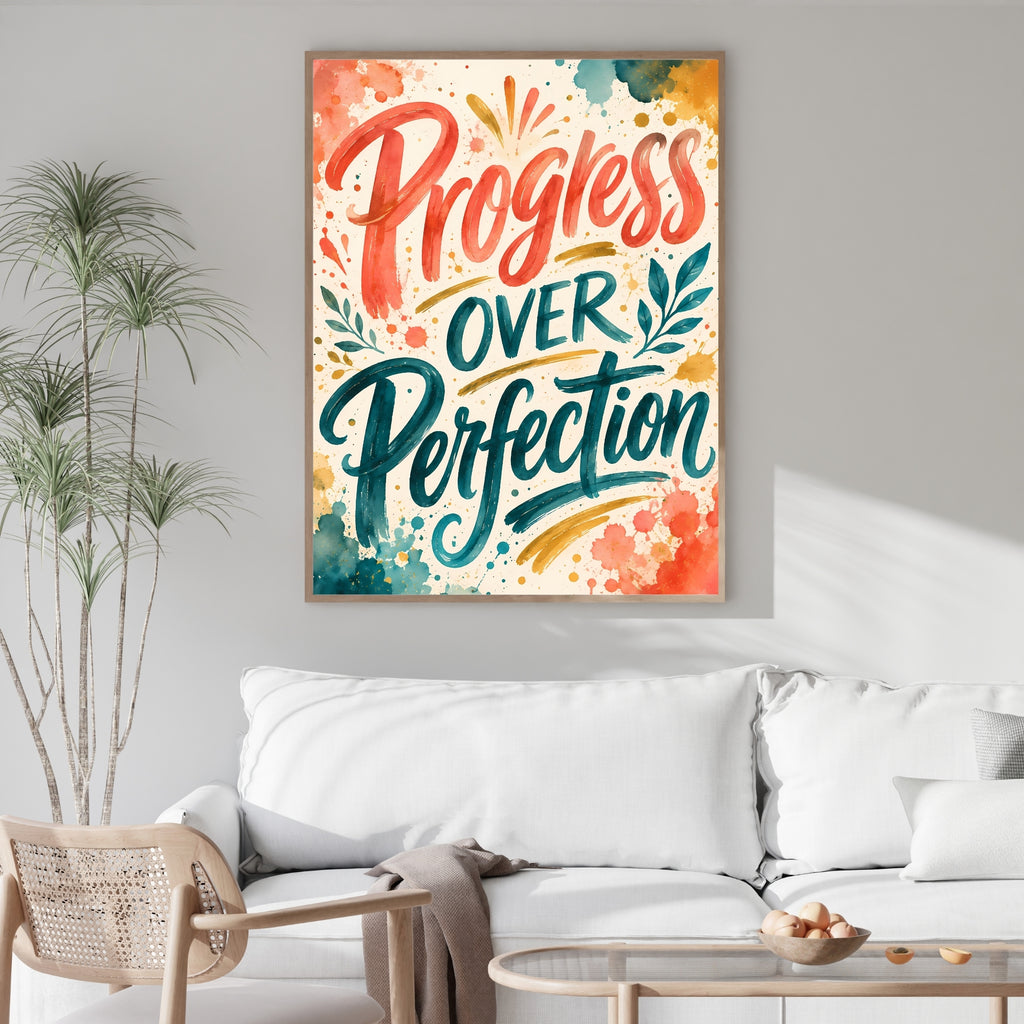 Progress Over Perfection Wall Art | Inspirational Quote Print