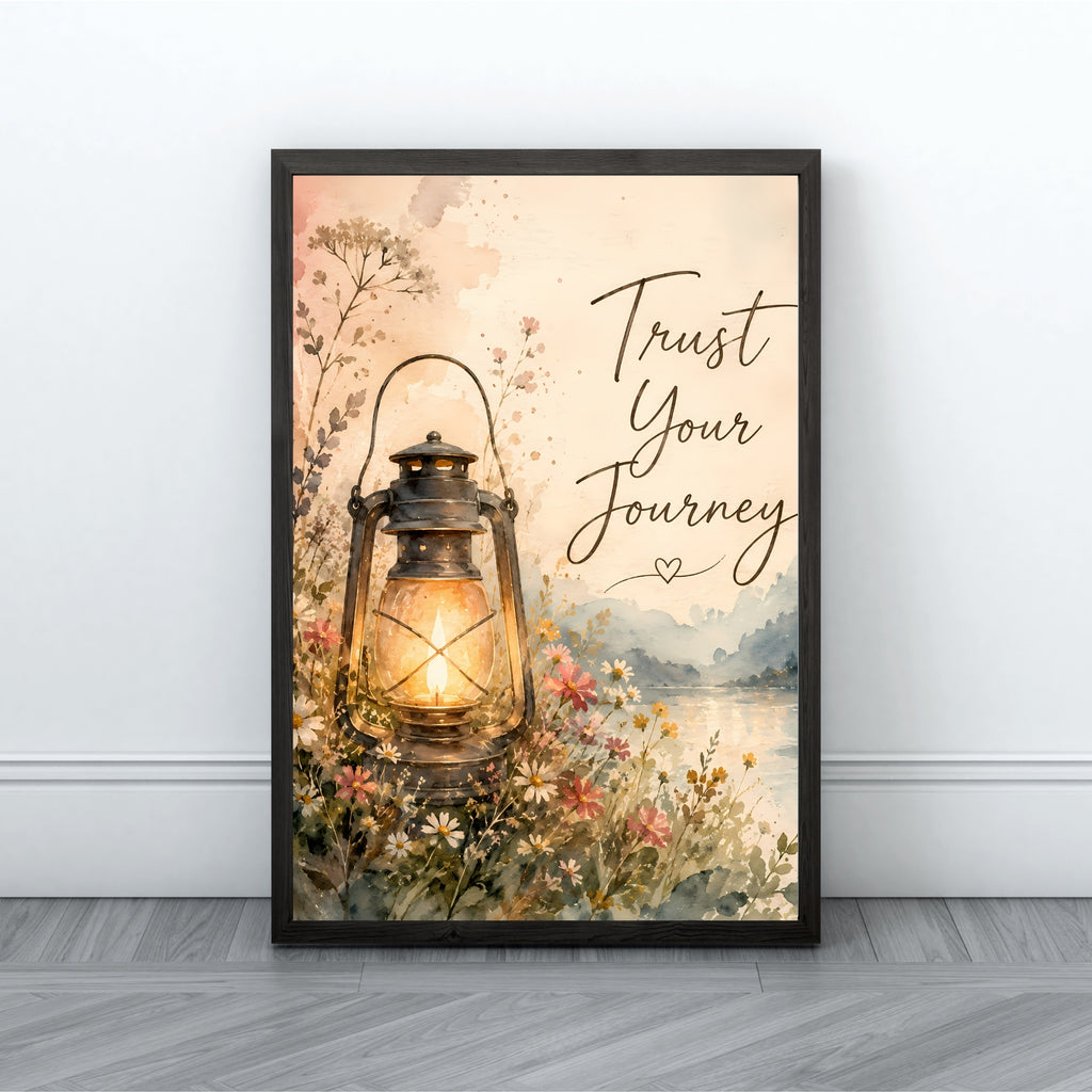 Trust Your Journey Wall Art | Floral Inspirational Quote Print