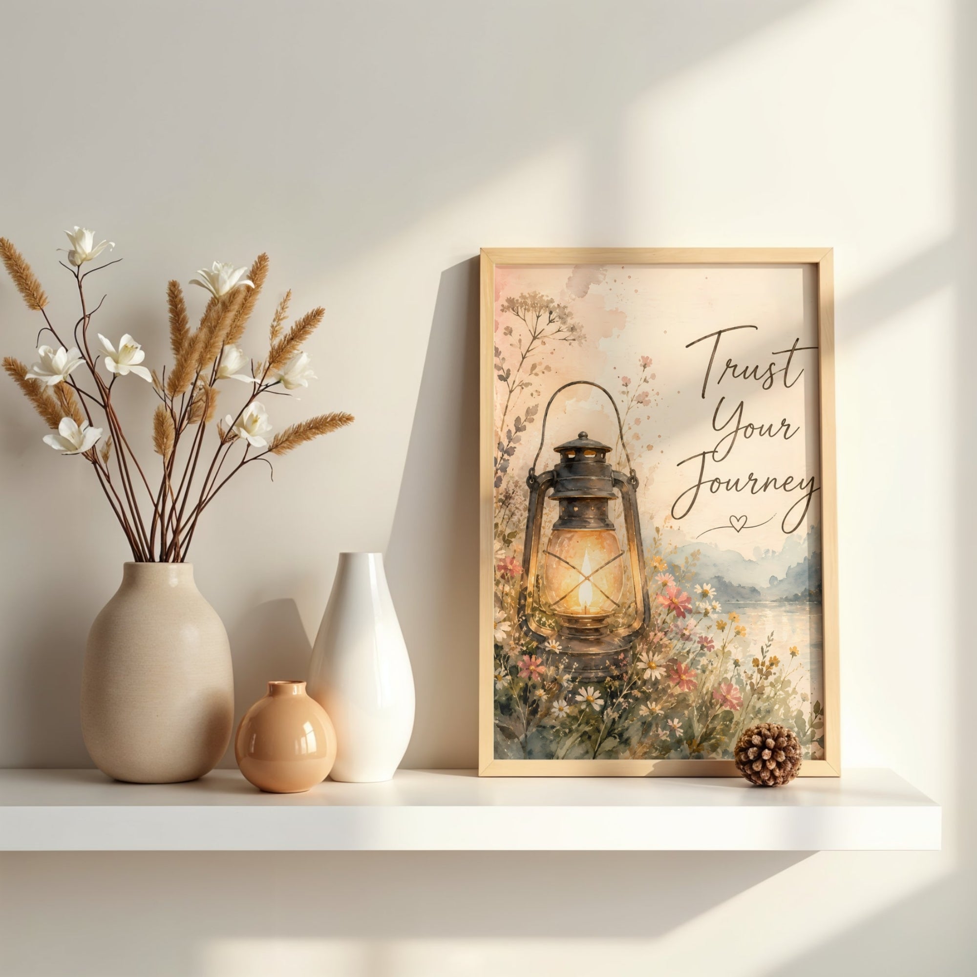 Trust Your Journey Wall Art | Floral Inspirational Quote Print