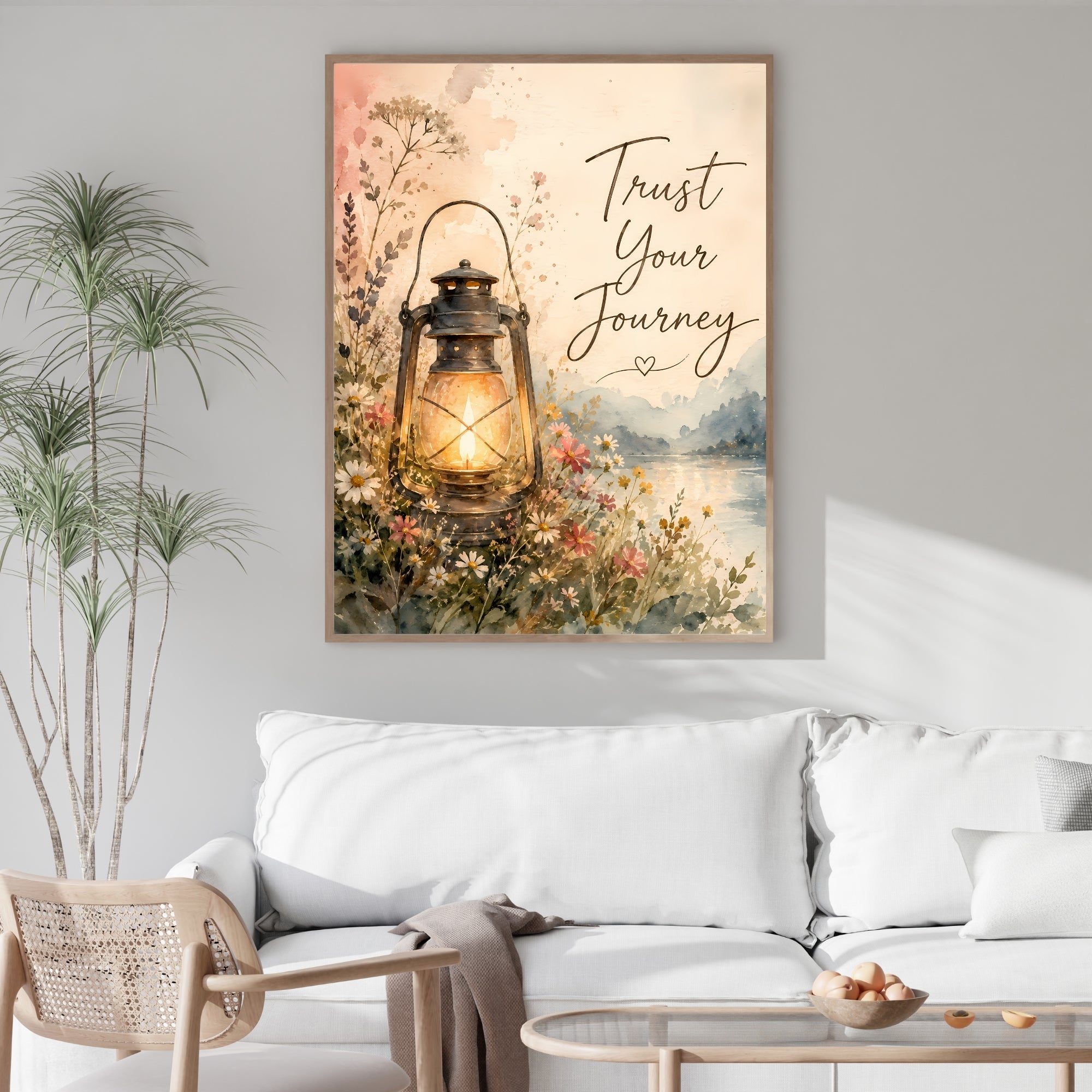 Trust Your Journey Wall Art | Floral Inspirational Quote Print